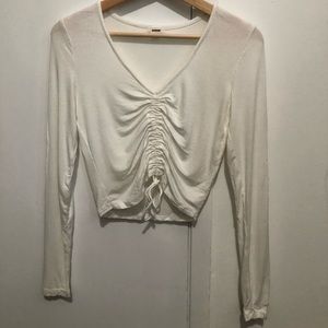 Garage white ribbed long sleeve shirt